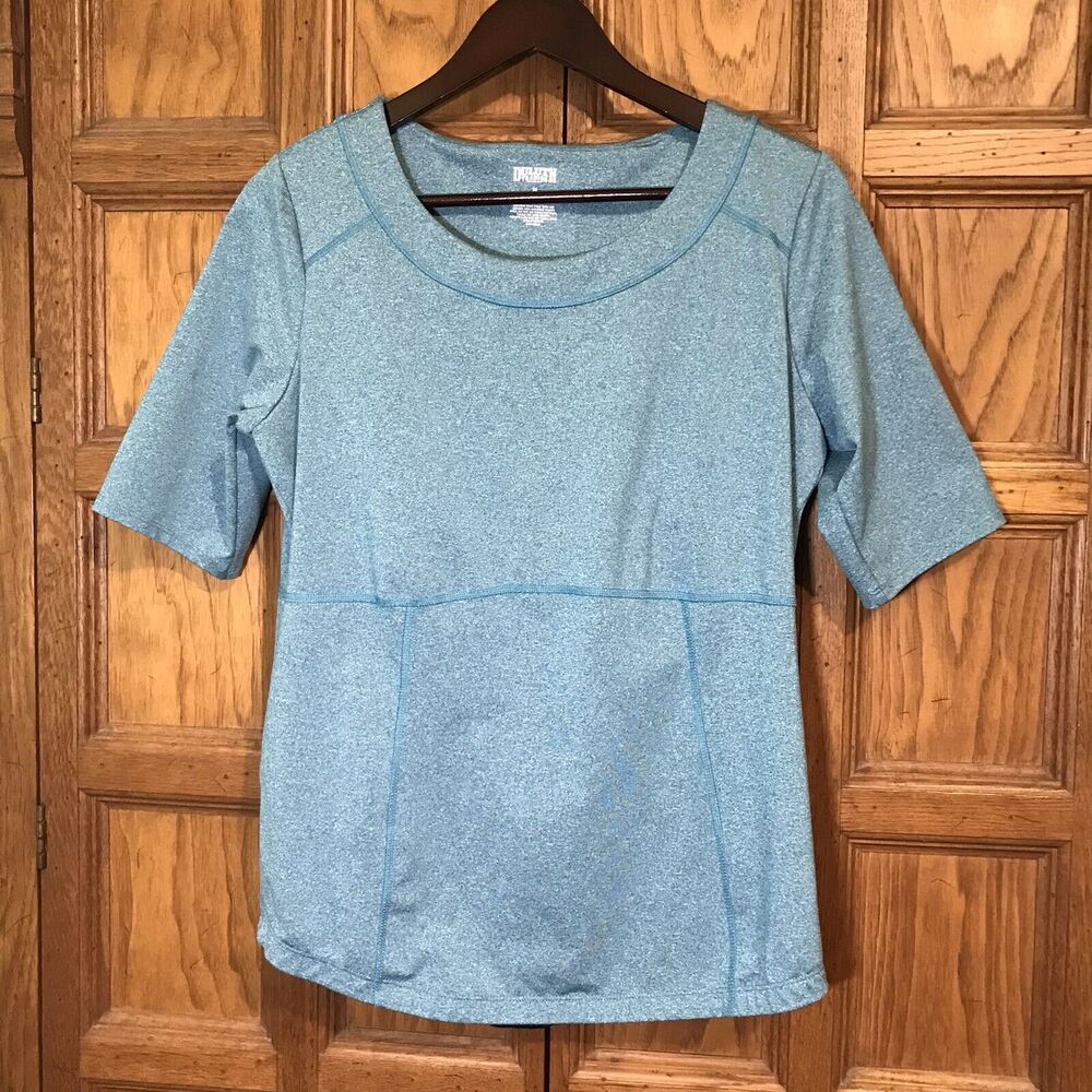 Duluth Trading Co. Scrub Top Women's M Turquoise Poly Spandex 2 Back Pockets